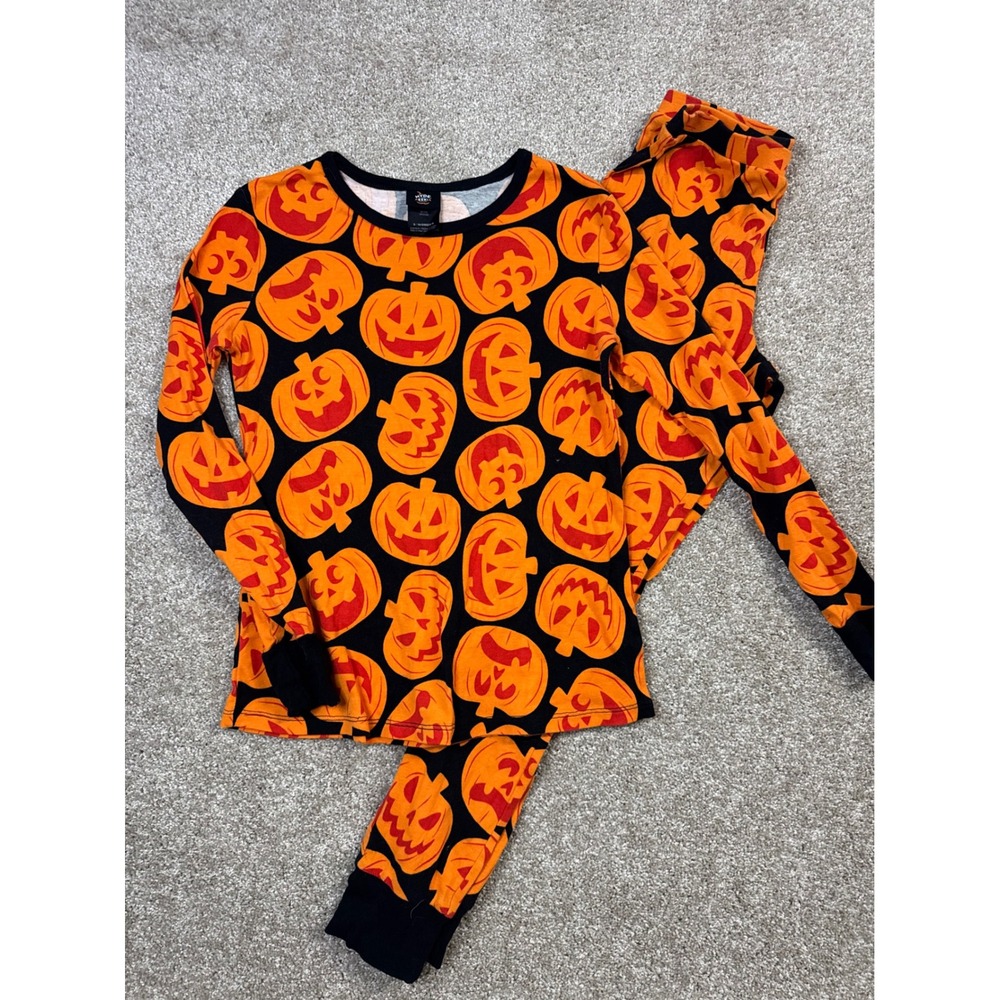 Hyde and EEK Boutique Womens Halloween Pumpkin Pajama Set Orange Black Small